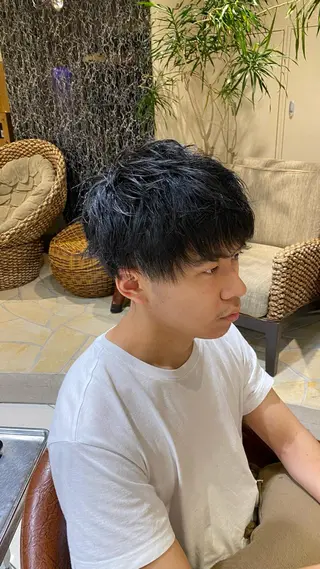 ミディアム パーマ メンズ 池袋西口メンズパーマ 特化 石見柊羽のヘアスタイル