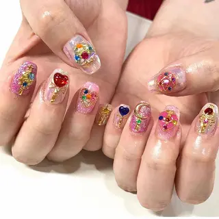 ネイル 渋谷／チップ長さ出し 👑アプレgel-xのネイルデザイン