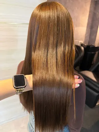セミロング カラー あみ/暗髪オリ ーブ特化🍃髪質改善のヘアスタイル