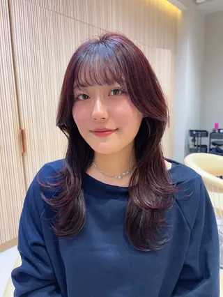 ロング ブリーチ🌟レイヤー 縮毛矯正/青木華音のヘアスタイル