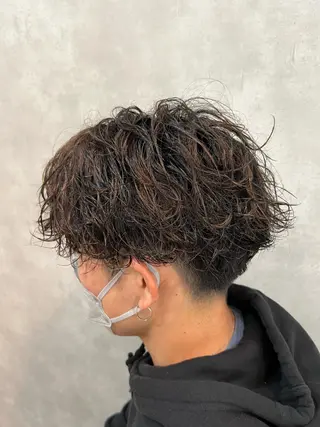 ミディアム メンズ SHION men's permのヘアスタイル