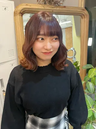 カラー 縮毛矯正/暖色カラー ピンクベージュのヘアスタイル