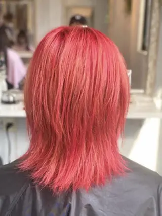 ロング カラー ヘアアレンジ チビ編み込みエクステ シールエクステのヘアスタイル