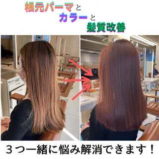 セミロング 根元パーマミニパーマ 韓国パーマ関根慶介のヘアスタイル