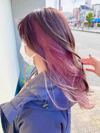 セミロング カラー 縮毛矯正/ レイヤー/ミディアムのヘアスタイル