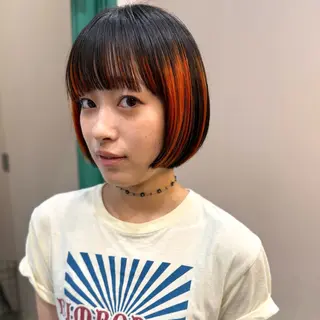 ショート カラー 艶ブリーチカラー✨ ボブレイヤーSakiのヘアスタイル