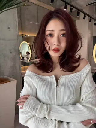 ミディアム カラー レイヤーダブルカラー KYONのヘアスタイル