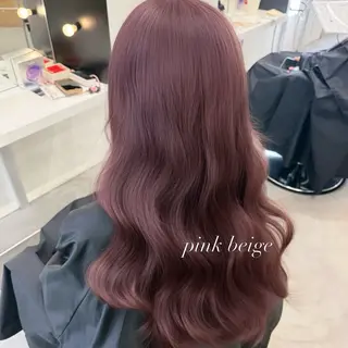 ミディアム カラー パーマ 🎀ピンクベージュ/ satsuki🎀のヘアスタイル