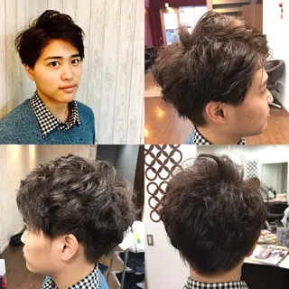 ショート カラー パーマ メンズ ユウ イチのヘアスタイル