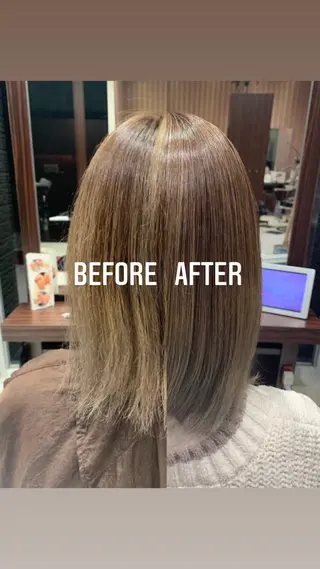 セミロング カラー パーマ ヘアアレンジ メンズ キッズ 上村 菜月のヘアスタイル