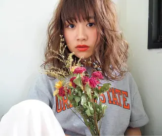 ミディアム カラー パーマ 上條 航平のヘアスタイル