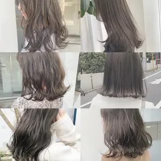 セミロング カラー ネイル ハイトーンボブ 前田 表参道　グレージュのヘアスタイル