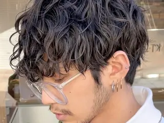 ショート パーマ メンズ 山梨メンズパーマ 波巻きパーマ石原大地のヘアスタイル