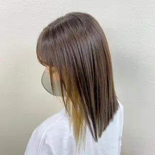セミロング 透明感♡グレージュ ♡ミルクティー♡のヘアスタイル