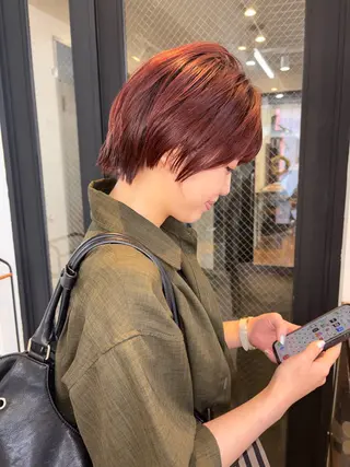 ショート カラー 暖色系特化さくら /福岡天神/レイヤーのヘアスタイル