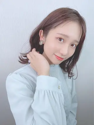 セミロング カラー パーマ ヘアアレンジ 【公式】amble luxe池袋東口🩷のヘアスタイル