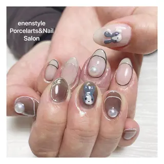 ミディアム ネイル 🐾enen style 🐾のネイルデザイン