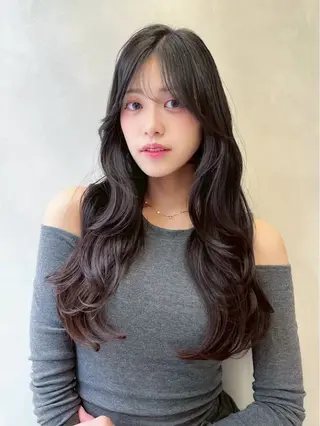 ロング カラー 大宮🩵韓国ヘア 毛流れ🫧☁️まいのヘアスタイル