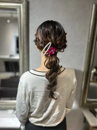 ロング カラー ヘアアレンジ ブリーチ🐰インナー ♡ハイライト♡綾🐰のヘアスタイル