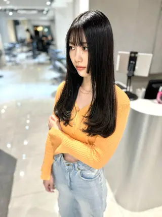 ロング カラー 韓国ハイレイヤー ハッシュカット特化のヘアスタイル