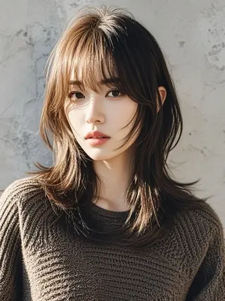 セミロング ウルフカット 811 大阪梅田 ウルフのヘアスタイル