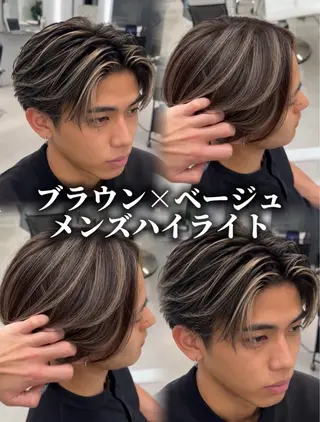 カラー メンズ 原宿/ハイライト バレイヤージュ/大智のヘアスタイル