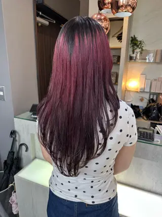 セミロング カラー 天神暖色カラー レイヤー・髪質改善のヘアスタイル