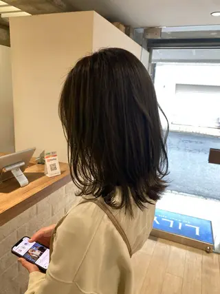 ミディアム カラー ブリーチなし/暖色/ 透明感/なおやのヘアスタイル