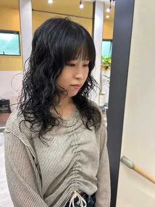 ロング パーマ hub hair レイヤー/透明感のヘアスタイル
