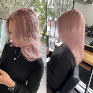 セミロング カラー ✨ブリーチ無し 透明感HIDEのヘアスタイル