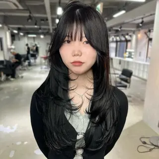 ロング 心斎橋 韓国レイヤ ー‪×艶髪renのヘアスタイル