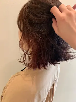 セミロング カラー 顔まわりカット✄ ベージュカラー🧸のヘアスタイル