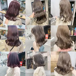 ミディアム カラー ネイル ハイトーンボブ 前田 表参道　グレージュのヘアスタイル