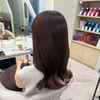 セミロング カラー 美髪矯正/ベージュ カラー🧸綾里のヘアスタイル
