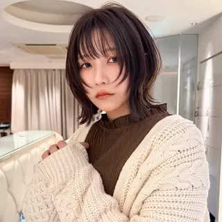 ミディアム モデル募集/山田蓮/ レイヤーボブのヘアスタイル