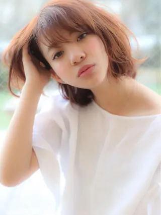 ミディアム カラー パーマ ヘアアレンジ 髪質改善/韓国風 レイヤー/田村祐樹のヘアスタイル