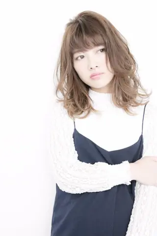 ミディアム カラー パーマ ヘアアレンジ メンズ キッズ ネイル マツエク・マツパ アイブロウ Endearing 銀座/レイヤーカットのヘアスタイル