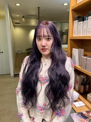ロング カラー 透明感カラー レイヤーカット りなのヘアスタイル