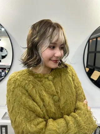 ミディアム カラー ブリーチカラー yuraraのヘアスタイル