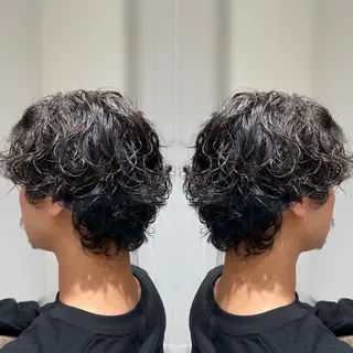 ショート パーマ メンズ ブリ—チ🌈カラ— 🌀パ—マ🌿ちえのヘアスタイル