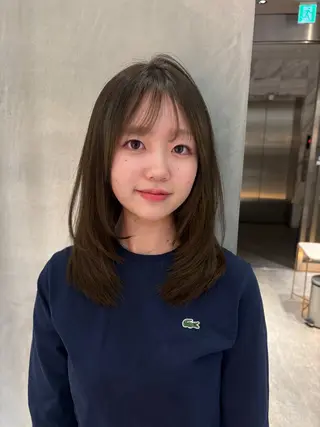 セミロング カラー 顔周りカット/透明感 カラー/ゆう🤎のヘアスタイル