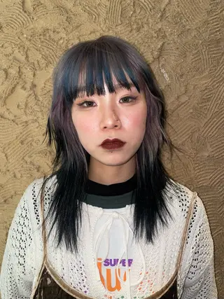 ミディアム カラー デザインカラー★★★ Haco+shihoのヘアスタイル