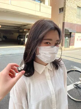 ミディアム カラー やまさきえりこ ニュアンスパーマのヘアスタイル