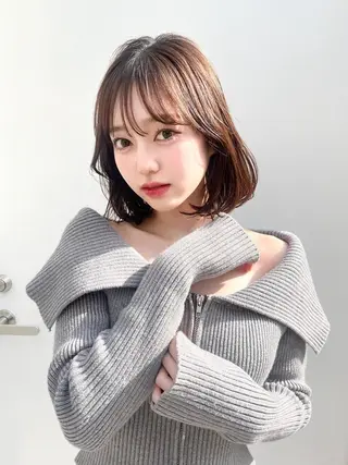 カラー 🌸春の暗髪カラー 🌸透明感ヘアのヘアスタイル