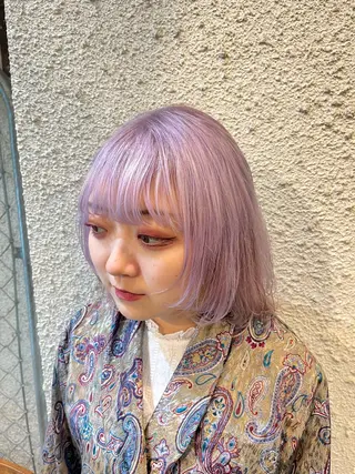 ミディアム カラー ヘアアレンジ 🍀透明感カラー×垢 抜けボブ リクト💥のヘアスタイル