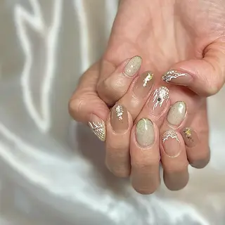 ミディアム カラー パーマ ヘアアレンジ メンズ キッズ ネイル マツエク・マツパ el. by Aoのネイルデザイン