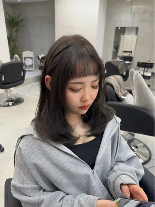 ミディアム ✨ブリーチなし✨ 🫧透明感カラー🫧のヘアスタイル