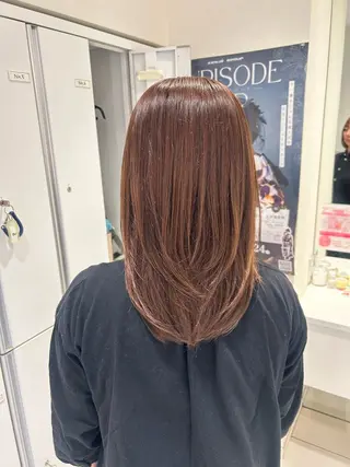 セミロング カラー ゆめ ベージュカラーのヘアスタイル