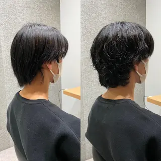 セミロング パーマ メンズ 髪質改善ヘアケア 艶髪特化/上田のヘアスタイル