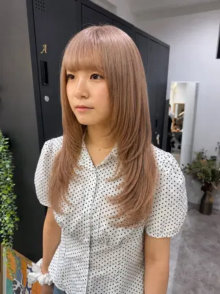 セミロング カラー ヘアアレンジ 縮毛矯正/シール エクステ/艶髪ひふみのヘアスタイル
